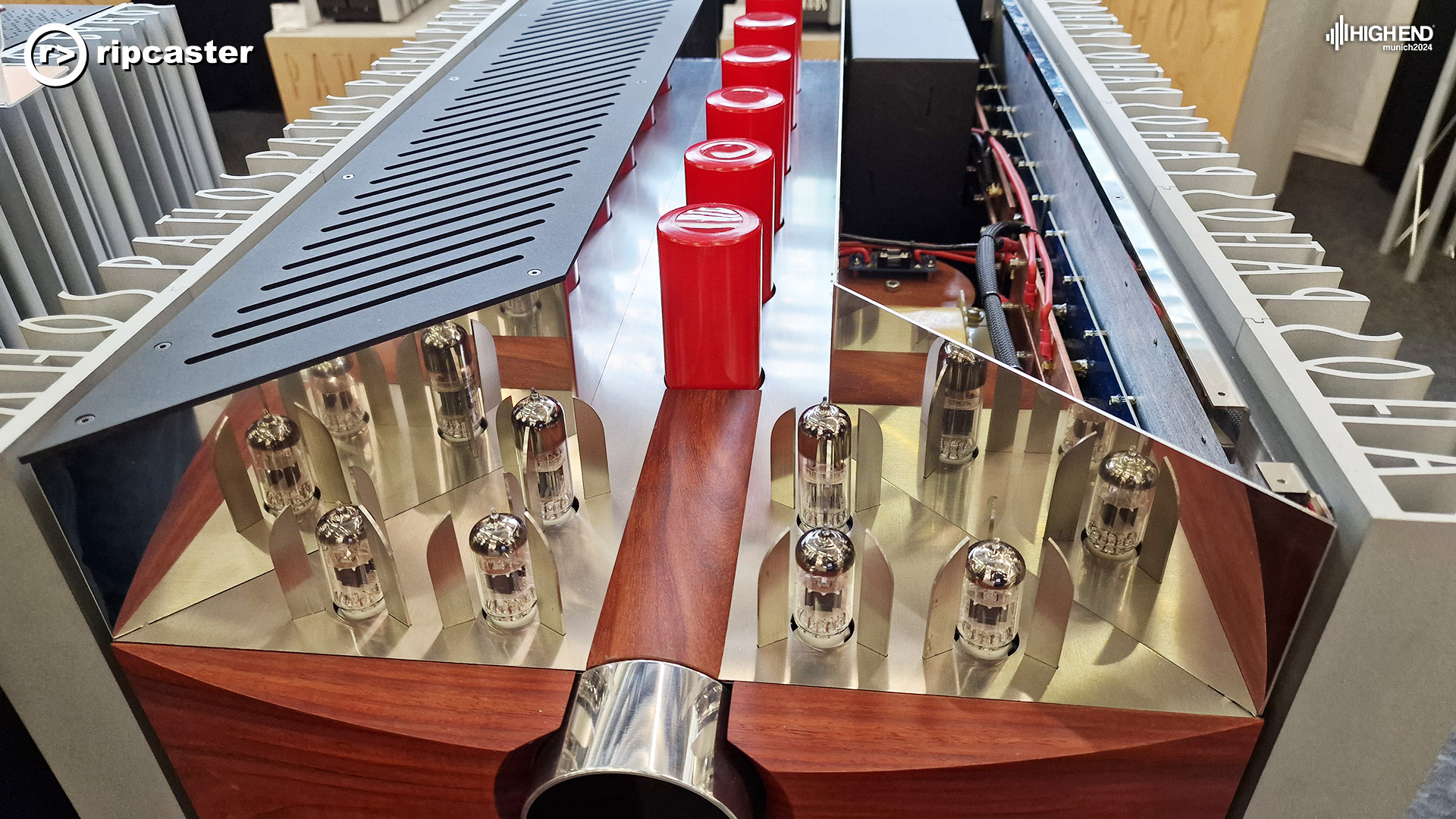 A lovely shot of a HiFi unit with red bits along the top