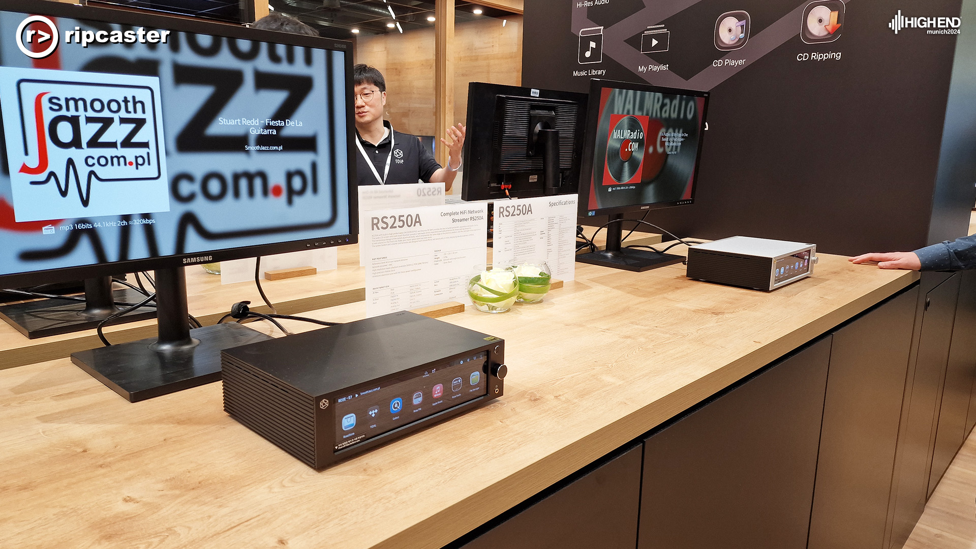 Two pieces of HiFi Rose equipment on a wooden table