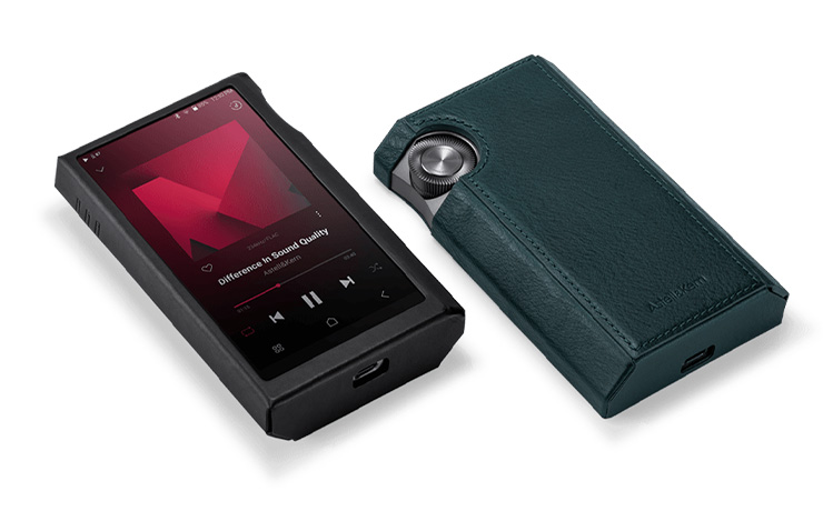 Astell & Kern Kann Ultra Cases with Kann Ultra music players inside.  One face-up, one face-down