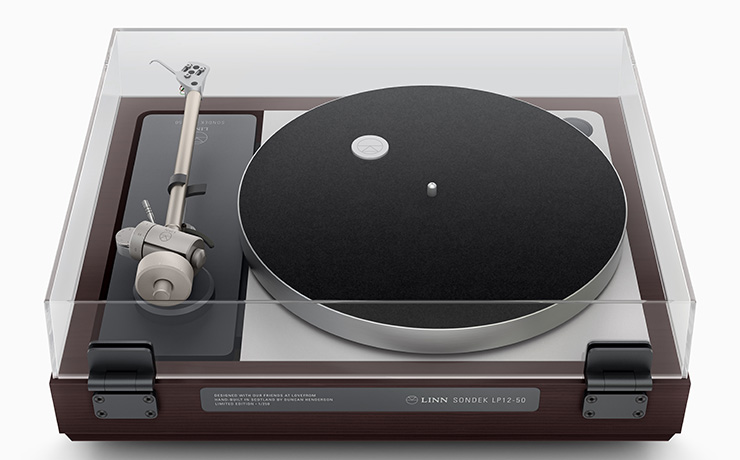 A rear view of the LP12-50 turntable