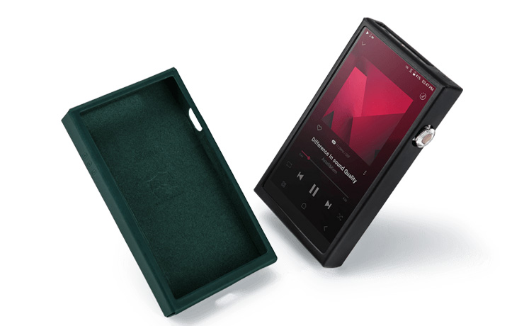 A pair of Astell & Kern SE300 cases.  One with an SE300 player inside it.