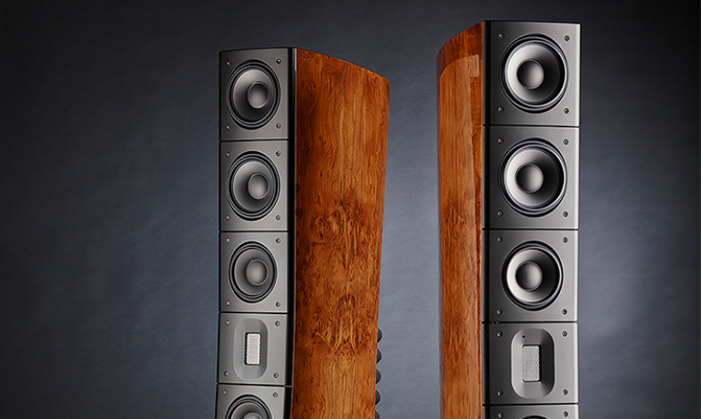 A pair of Raidho Acoustics TD4.2 Loudspeakers on a dark background