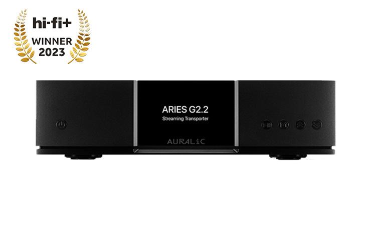 Auralic Aries G2.2 Wireless Streaming Transporter with the HiFi+ award logo in the top left