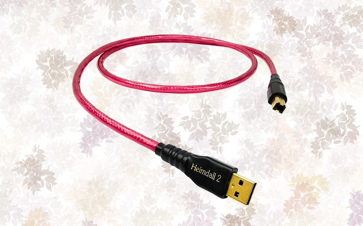 Nordost Heimdall 2 USB 2.0 Cable on a brown, leafy background