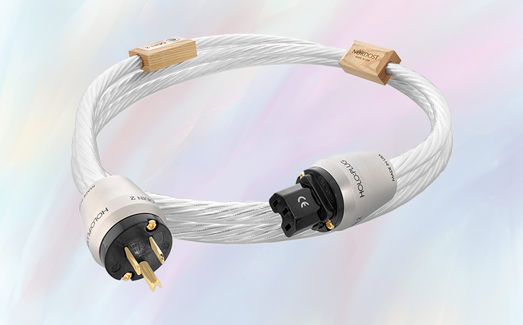 Nordost Odin 2 Power Cable.  Background is faintly colourful.