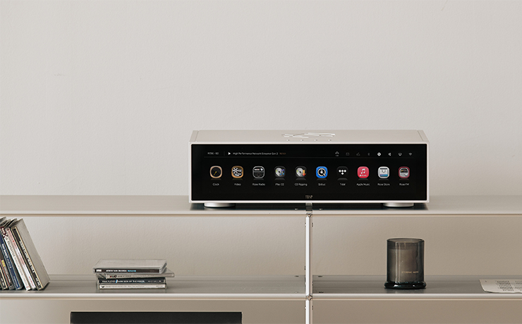 HiFi Rose RS151 Streamer on top of low shelves