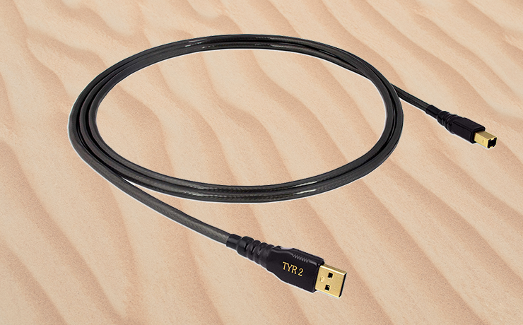 Nordost Tyr 2 USB 2.0 Cable.  Background is rippled sand - pexels-aleksandar-pasaric-1527934