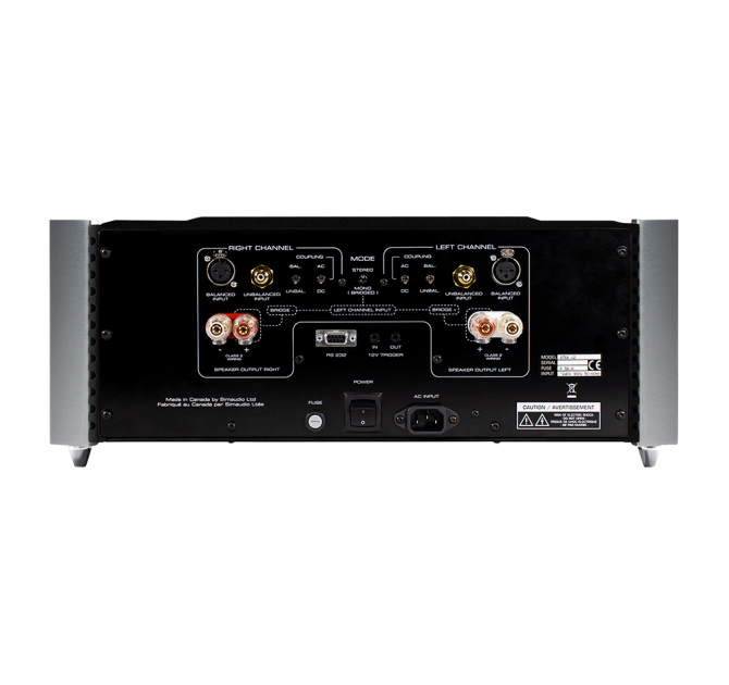 Moon 860A v2 Dual Mono Reference Two-Channel Power Amplifier rear view.