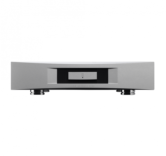 Linn Akurate 3200 in silver, front view.