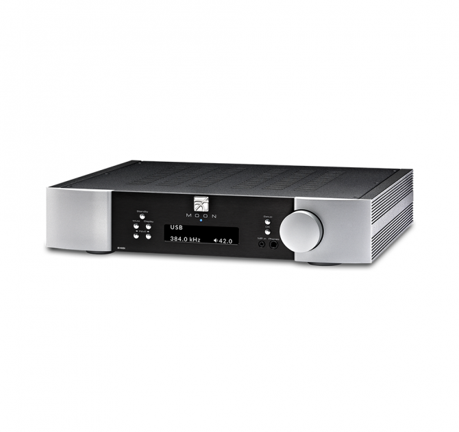 Moon 240i Stereo Integrated Amplifier in black and silver.