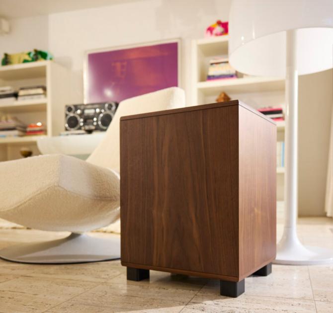 REL Classic 99 Subwoofer on a tiled floor in a living space