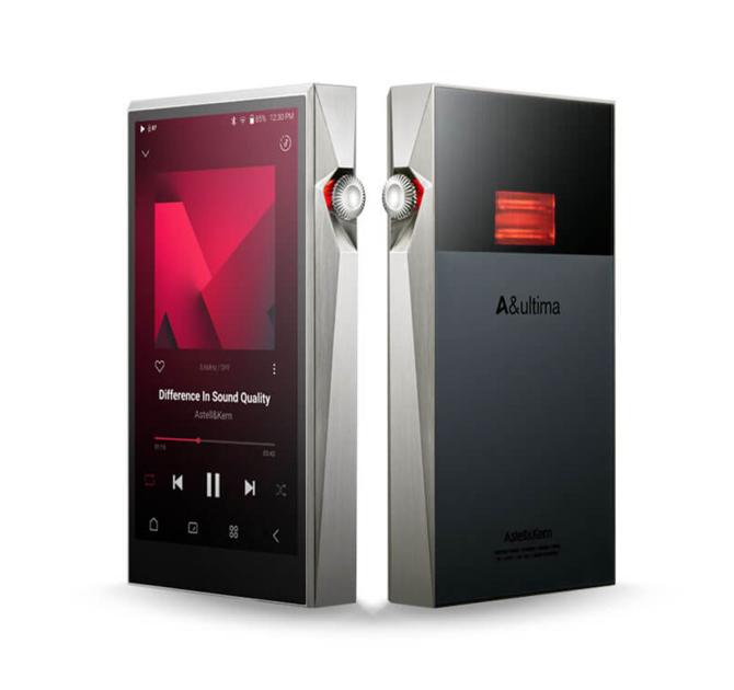 A pair of Astell & Kern SP3000T Portable Music Player one viewed from the front and one from the back