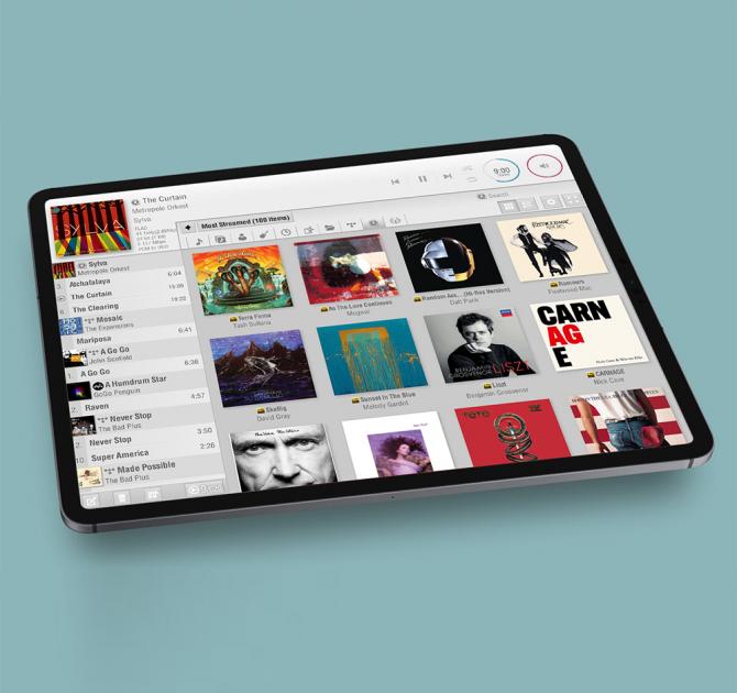 iPad showing a music playing app