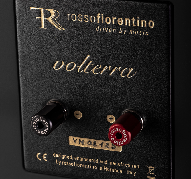Rosso Fiorentino Volterra Loudspeaker close-up of the back panel with connections