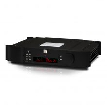 MOON 740P Single Chassis Reference Balanced Preamplifier front, side and top view.