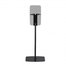 Flexson Floor Stand Play5 x1 in black with faded speaker image.