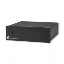 Project Phono Box S2 Ultra MM/MC Phono stage in black, front, top and side view