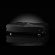 Ultrafide U500DC Audiophile Power Amplifier on a black background with a reflection