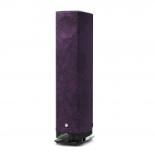 Linn Series 5 530 Exakt Active Speakers in Timorous Beasties Aubergine Thistle with a black stand