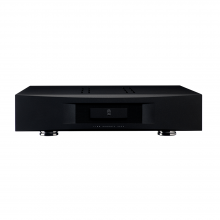 Linn Akurate 3200 in black, top and front view.