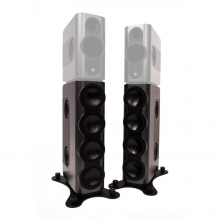 A pair of Kii Three BXT speakers in grey - the image shows the slower part of the speaker system with the upper section greyed out to show this product is just the lower BXT section.