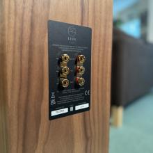 Linn 150 speaker in walnut at ripcaster close-up of the back panel