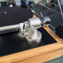 Linn Majik MM LP12 Fluted turntable in oak in the ripcaster showroom 