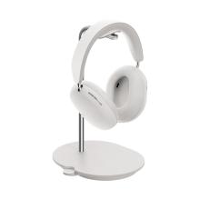 White Sonos Ace Headphones on the white stand viewed at an angle