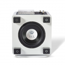 REL T/9x Sub-woofer in white, bottom view