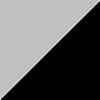 A square split diagonally into grey and black